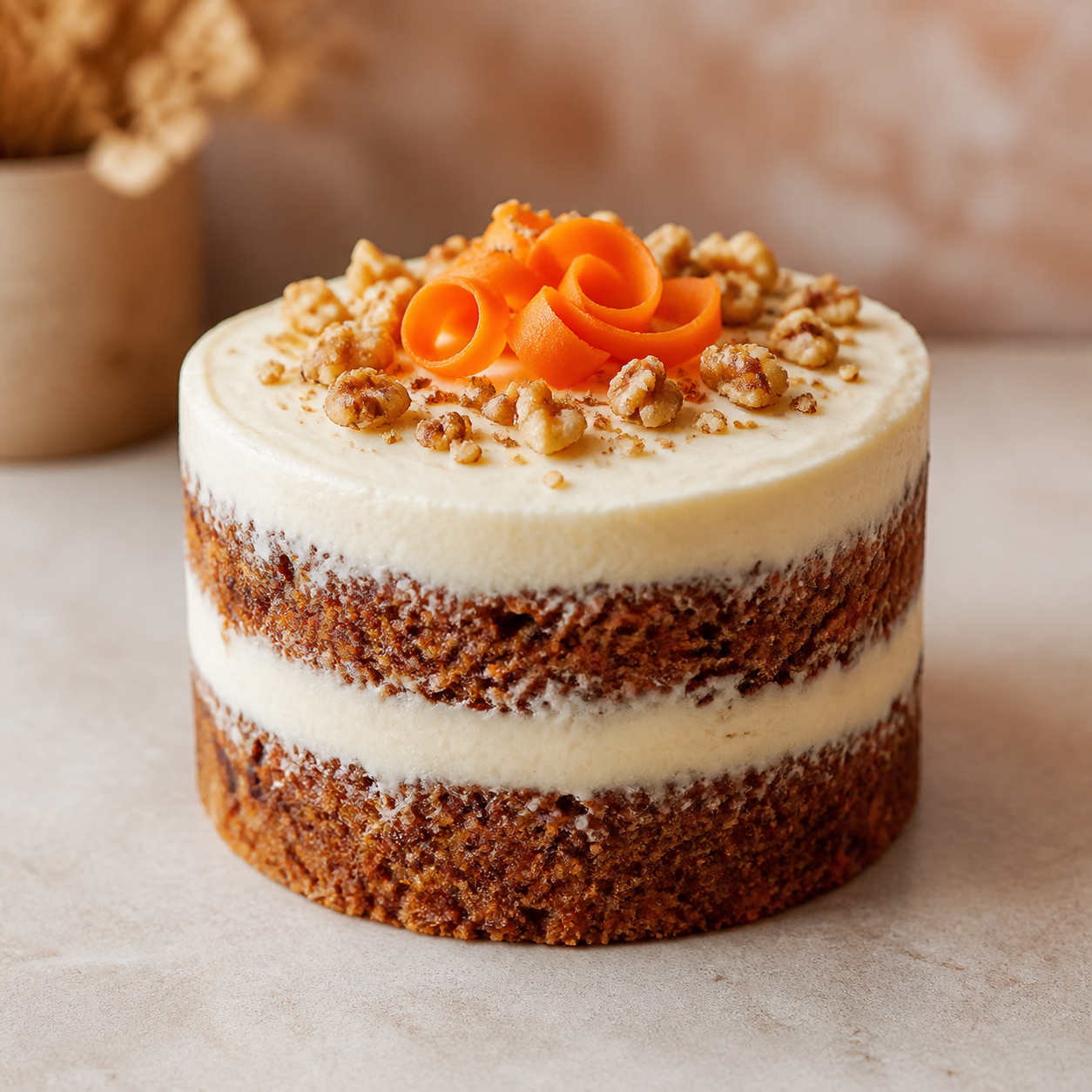 Placeholder photograph of a layered carrot bucket cake