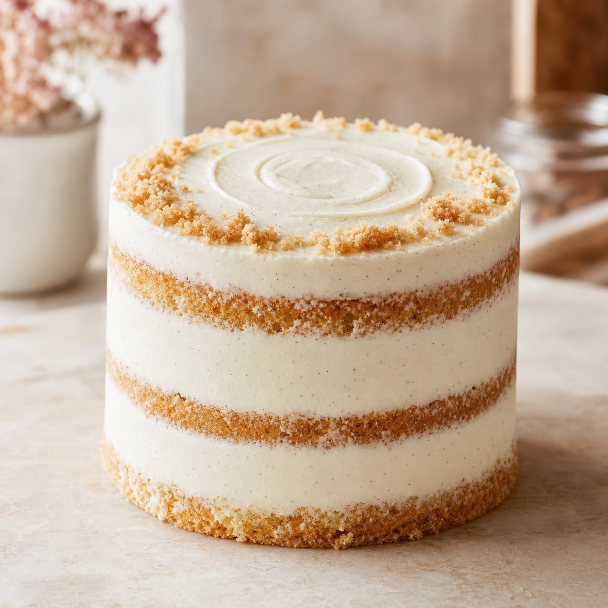 Placeholder photograph of a classic vanilla bucket cake